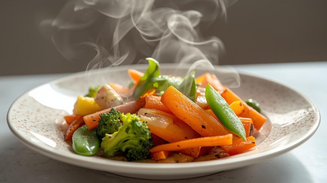 A plate of hot vegetables