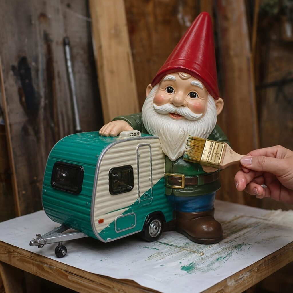 change to a plastic garden ornament of a gnome
